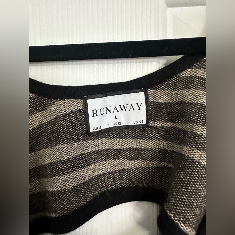 Runaway The Label Black Tan Zebra Cutout Bodycon Maxi Dress L - Picture 2 of 9
